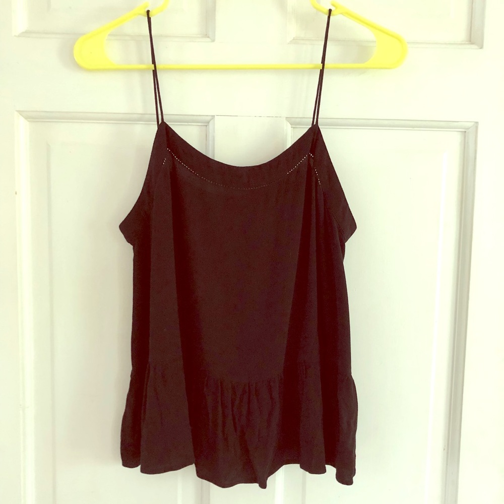 LOFT Black Ruffle Tank Top